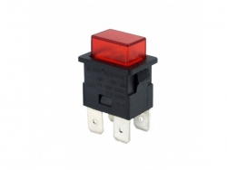 Кнопка прямоугольная с фиксацией и красной подсветкой PS23-16