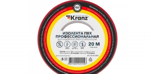 Изоляционная лента ПВХ 19мм х 20м красная "PROFESSIONAL" Kranz
