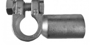 Аккумуляторная клемма угловая левая латунь лужёная плюсовая (+), сечение провода